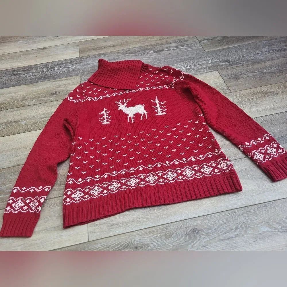 Eddie Bauer Holiday Winter sweater red with white Holiday details xl